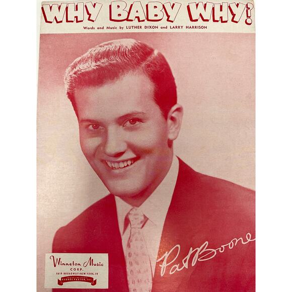 Why Baby Why Sheet Music 1957 Pat Boone Luther Dixon Larry Harrison - Picture 2 of 6